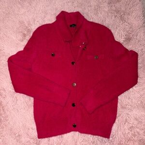 Vibrant Pink Button-Up Cardigan